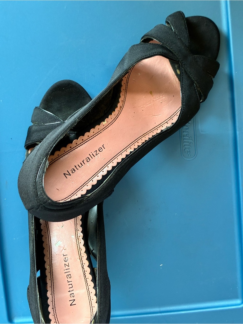 Naturalizer Black Open-Toe Crossover Heels